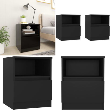 Comodini 2 pz Neri 40x40x50 cm in Legno Multistrato - Comodini - Comodino in legno