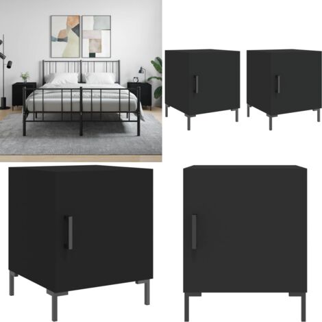 Comodini 2 pz Neri 40x40x50 cm in Legno Multistrato - Comodino in legno - Comodino nero