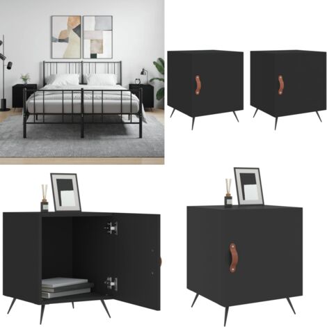 Comodini 2 pz Neri 40x40x50 cm in Legno Multistrato - Comodino moderno - Comodino nero