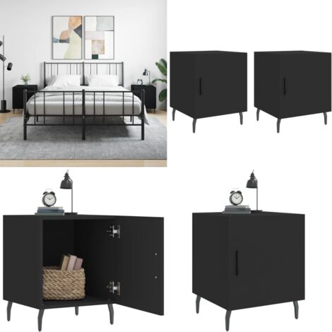 Comodini 2 pz Neri 40x40x50 cm in Legno Multistrato - Comodino moderno - Comodino nero