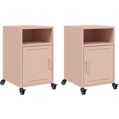 Comodini 2 pz Rosa 36x39x59 cm in Acciaio vidaXL 236287