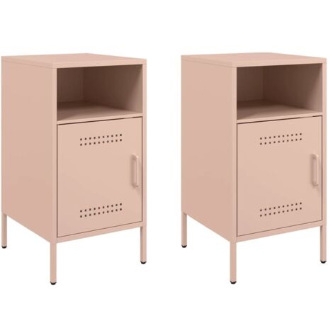Comodini 2 pz Rosa 36x39x68 cm in Acciaio vidaXL 109954