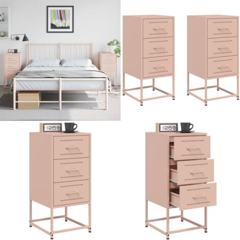 Comodini 2 pz Rosa 36x39x78 cm in Acciaio - Comodino rosa - Comodino industriale