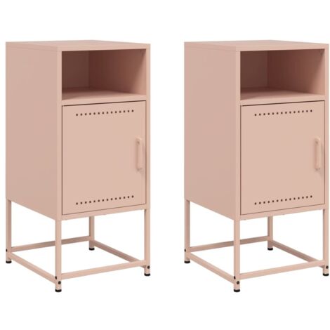 Comodini 2 pz Rosa 36x39x78 cm in Acciaio vidaXL 589434