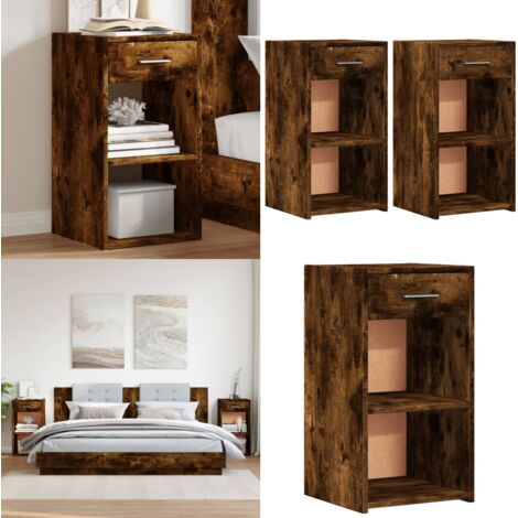 Comodini 2 pz Rovere Fumo 35x34x65 cm in Legno Multistrato - Comodino letto - Comodino salotto