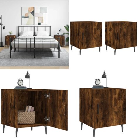 Comodini 2 pz Rovere Fumo 40x40x50 cm in Legno Multistrato - Comodino moderno - Comodino in legno multistrato