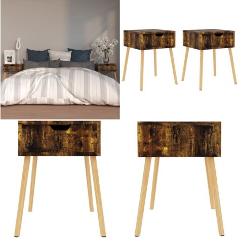 Comodini 2 pz Rovere Fumo 40x40x56 cm in Legno Multistrato - Comodino rovere fumo - Comodino moderno
