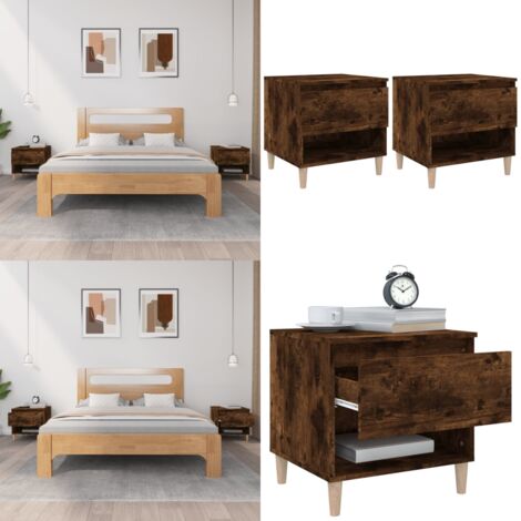 Comodini 2 pz Rovere Fumo 50x46x50 cm in Legno Multistrato - Comodino multistrato - Comodino rovere fumo