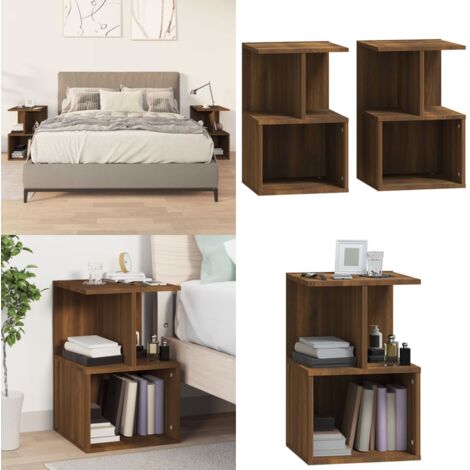 Comodini 2 pz Rovere Marrone 35x35x55 cm in Legno Multistrato - Comodino in legno - Comodino marrone