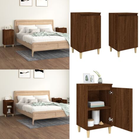 Comodini 2 pz Rovere Marrone 40x35x70 cm in Legno Multistrato - Comodino marrone - Comodino con vani