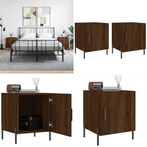 Comodini 2 pz Rovere Marrone 40x40x50 cm in Legno Multistrato - Comodino moderno - Comodino marrone