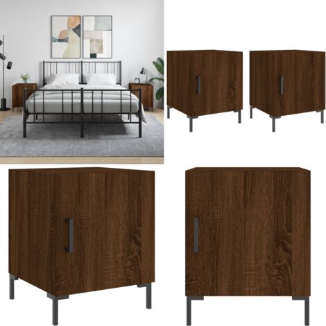 Comodini 2 pz Rovere Marrone 40x40x50 cm in Legno Multistrato - Comodino moderno - Comodino marrone