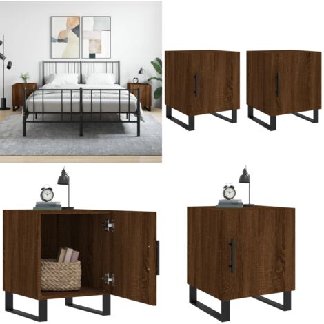 Comodini 2 pz Rovere Marrone 40x40x50 cm in Legno Multistrato - Comodino moderno - Comodino marrone