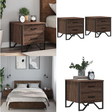 Comodini 2 pz Rovere Marrone 40x41x40 cm in Legno Multistrato - Comodino marrone - Comodino con cassetti