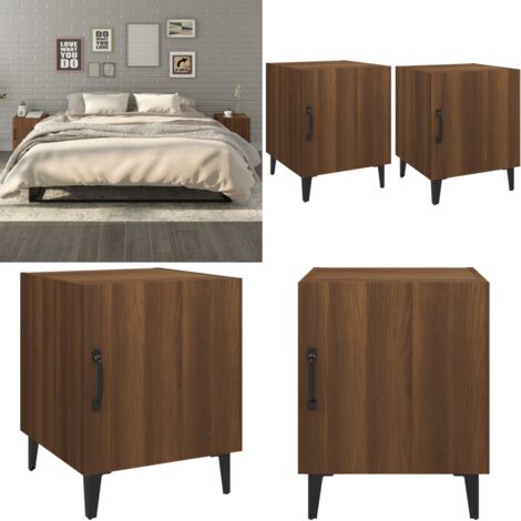 Comodini 2 pz Rovere Marrone in Legno Multistrato - Comodino in legno - Comodino marrone