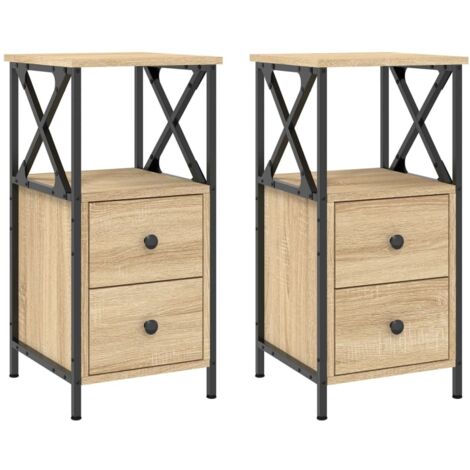 Comodini 2 pz Rovere Sonoma 34x35,5x70 cm in Legno Multistrato vidaXL