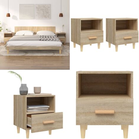 Comodini 2 pz Rovere Sonoma 40x35x47 cm - Comodino scandinavo - Comodino in eucalipto