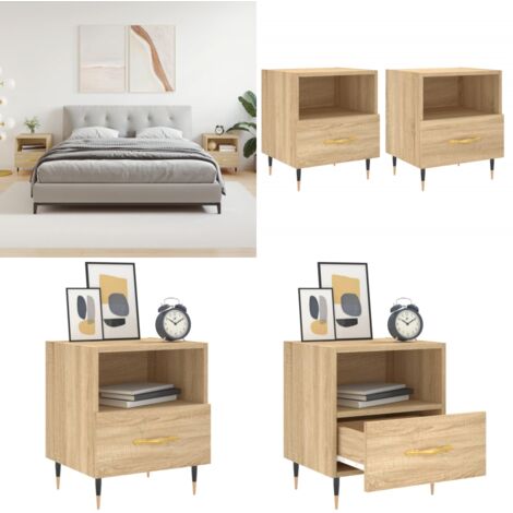 Comodini 2 pz Rovere Sonoma 40x35x47,5 cm in Legno Multistrato - Comodino moderno - Comodino in legno multistrato