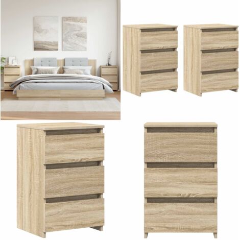 Comodini 2 pz Rovere Sonoma 40x35x62,5 cm in Legno Multistrato - Comodino rovere sonoma - Comodino multistrato