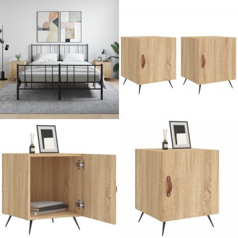Comodini 2 pz Rovere Sonoma 40x40x50 cm in Legno Multistrato - Comodino moderno - Comodino con scomparto
