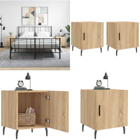 Comodini 2 pz Rovere Sonoma 40x40x50 cm in Legno Multistrato - Comodino moderno - Comodino con scomparto