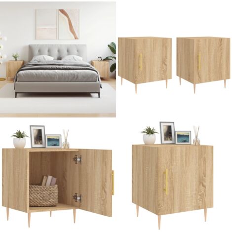 Comodini 2 pz Rovere Sonoma 40x40x50 cm in Legno Multistrato - Comodino moderno - Comodino in legno multistrato