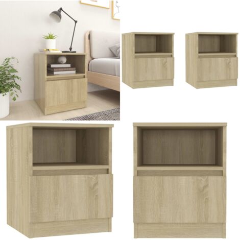 Comodini 2 pz Rovere Sonoma 40x40x50 cm in Legno Multistrato - Comodino rovere sonoma - Comodino 2 pezzi