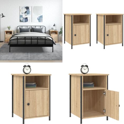 Comodini 2 pz Rovere Sonoma 40x42x60 cm in Legno Multistrato - Comodino con piano - Comodino con ripiani