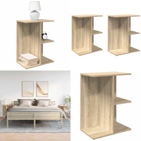 Comodini 2 pz Rovere Sonoma 46,5x29x61 cm in Legno Multistrato - Comodino multistrato - Comodino con scomparti