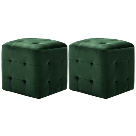 Comodini 2 pz Verde 30x30x30 cm in Tessuto Vellutato