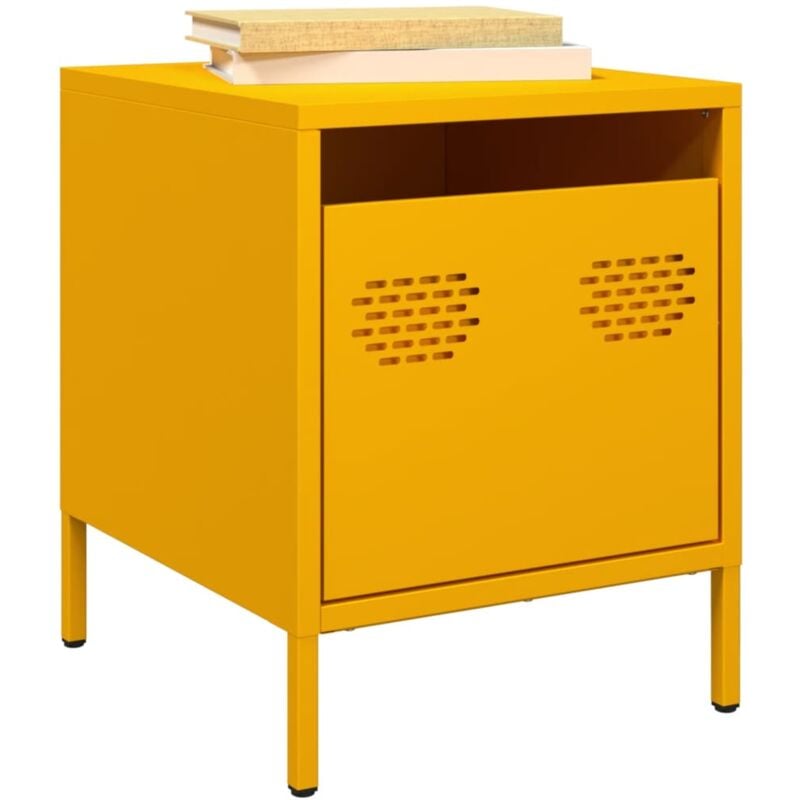 Comodini 2 pz Giallo Senape 35x39x43,5 cm in Acciaio - Vidaxl