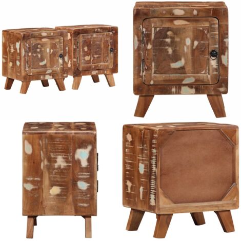 Comodini 2pz 40x32x46 cm in Legno Massello di Recupero - Comodino in legno massello - Comodino in legno di recupero
