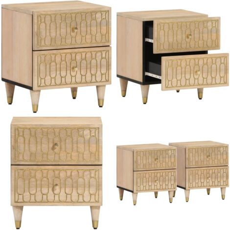 Comodini 2pz 40x33x46 cm in Legno Massello di Mango - Comodino mango - Comodino in legno massello