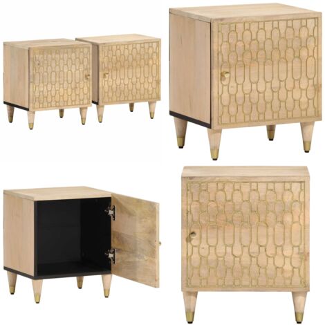 Comodini 2pz 40x33x46 cm in Legno Massello di Mango - Comodino mango - Comodino in legno massello