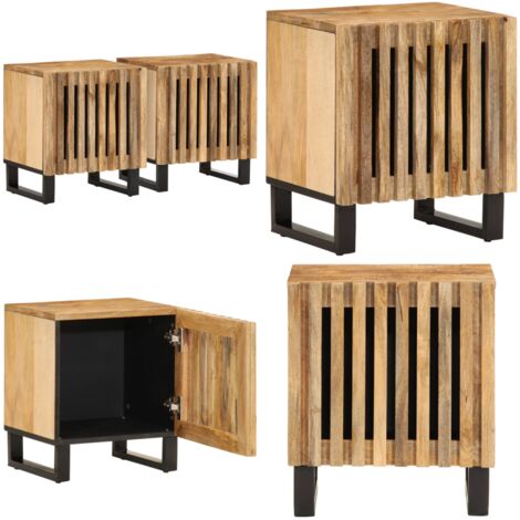Comodini 2pz 40x34x46 cm in Legno Massello di Mango - Comodino in legno massello - Comodino in mango