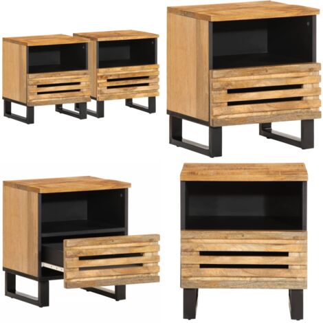 Comodini 2pz 40x34x46 cm in Legno Massello di Mango - Comodino in legno massello - Comodino in mango
