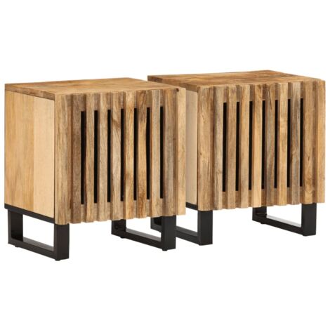 Comodini 2pz 40x34x46 cm in Legno Massello di Mango vidaXL