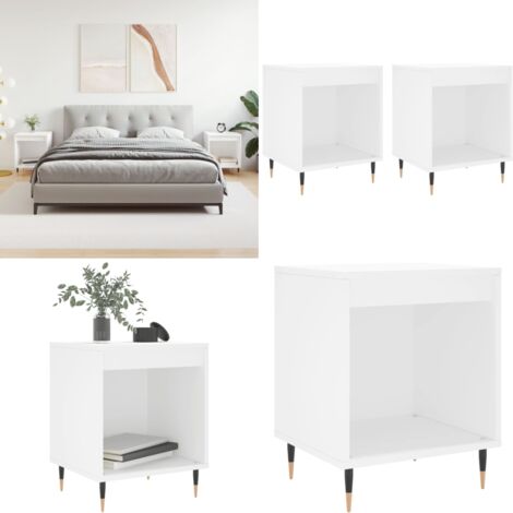 Comodini 2pz Bianchi 40x35x50 cm in Legno Multistrato - Comodino moderno - Comodino da interno