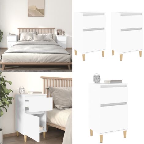 Comodini 2pz Bianchi 40x35x70 cm - Comodino bianco - Comodino in legno