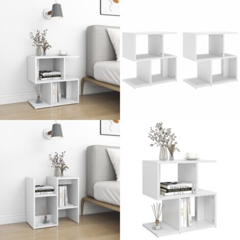 Comodini 2pz Bianchi 50x30x51,5 cm in Legno Multistrato - Comodino bianco - Comodino con cassetti