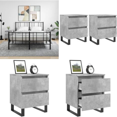 Comodini 2pz Grigio Cemento 40x35x50 cm in Legno Multistrato - Comodino grigio cemento - Comodino con cassetti