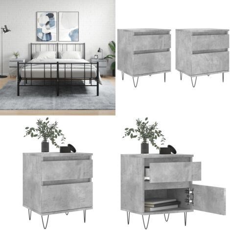 Comodini 2pz Grigio Cemento 40x35x50 cm in Legno Multistrato - Comodino grigio cemento - Comodino con cassetto