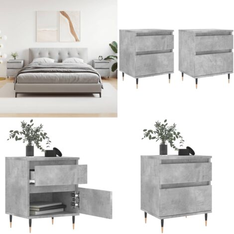 Comodini 2pz Grigio Cemento 40x35x50 cm in Legno Multistrato - Comodino grigio cemento - Comodino con cassetto