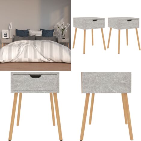 Comodini 2pz Grigio Cemento 40x40x56 cm in Legno Multistrato - Comodino in legno - Comodino grigio cemento
