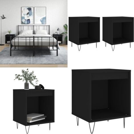 Comodini 2pz Neri 40x35x50 cm in Legno Multistrato - Comodino nero - Comodino moderno