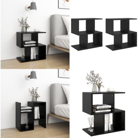 Comodini 2pz Neri 50x30x51,5 cm in Legno Multistrato - Comodino nero - Comodini 2 pz