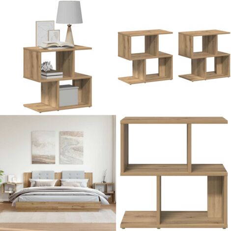 Comodini 2pz Rovere Artigianale 50x30x51,5 cm Legno Multistrato - Comodino multistrato - Comodino rovere artigianale