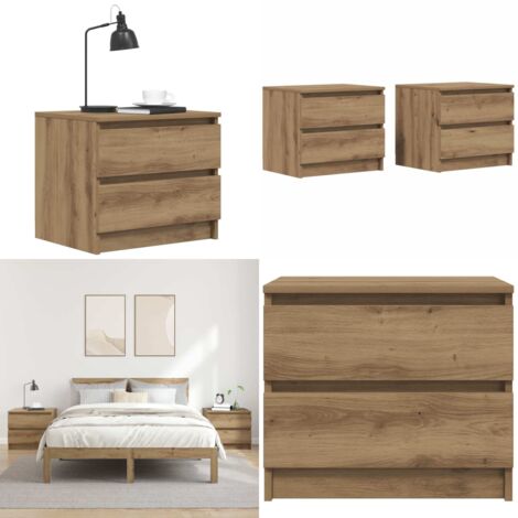 Comodini 2pz Rovere Artigianale 50x40x43.5 cm Legno Multistrato - Comodino industriale - Comodino con cassetti
