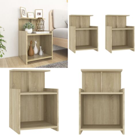 Comodini 2pz Rovere Sonoma 40x35x60 cm in Legno Multistrato - Comodino rovere sonoma - Comodino 2 pezzi