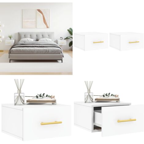 Comodini a Muro 2 pz Bianchi 35x35x20 cm - Comodino sospeso - Comodino da parete